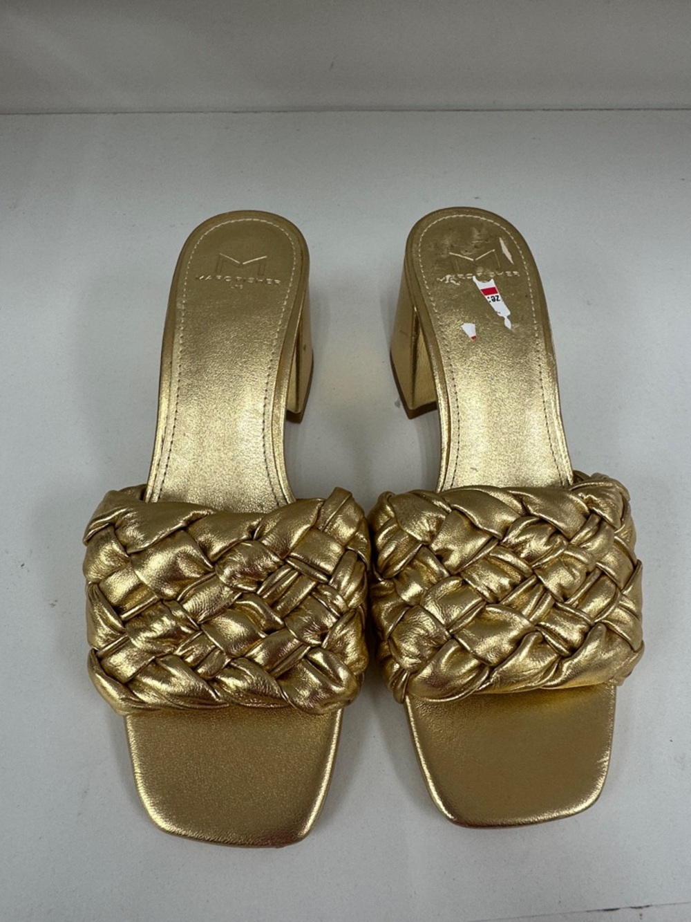 Metallic Gold Braided Slide Heels - Women's